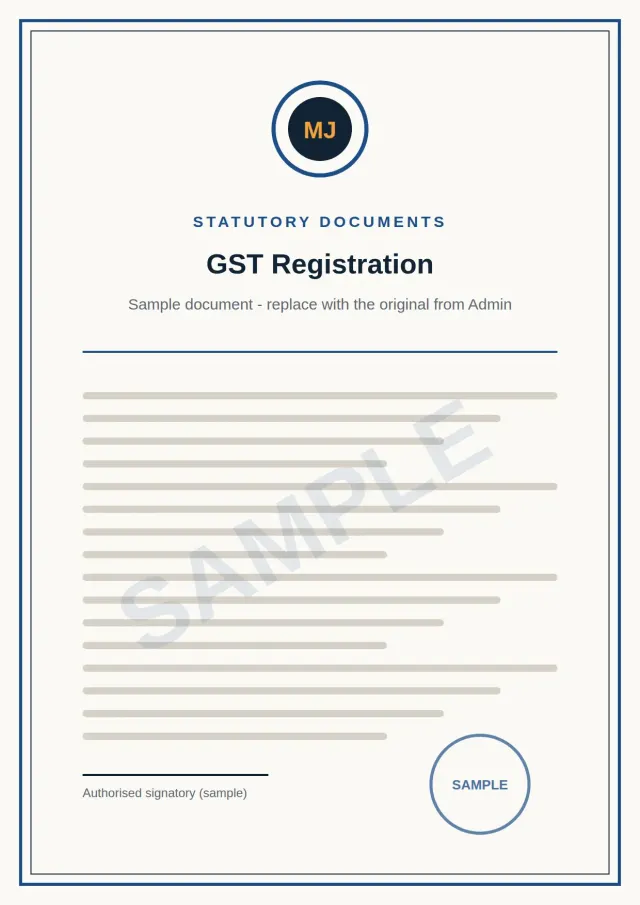 GST Registration - sample document