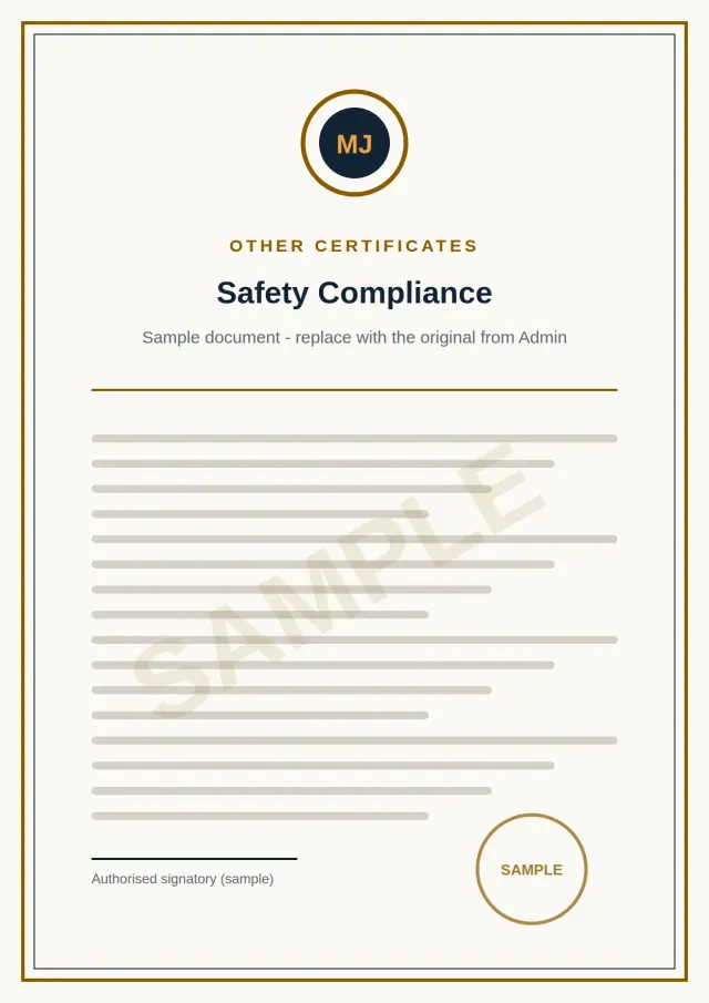 Safety Compliance - sample document