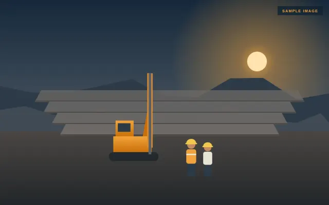 Drilling on the quarry bench (sample illustration)