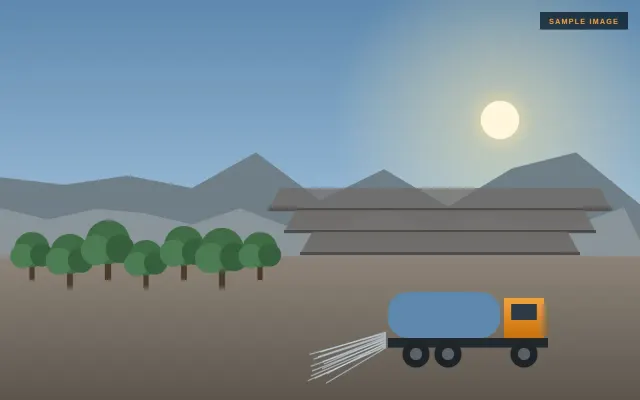 Dust control with water sprinkling (sample illustration)