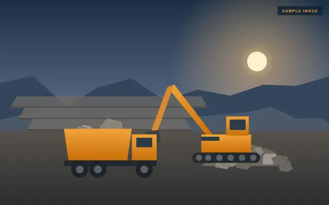 Excavator loading at the quarry (sample illustration)